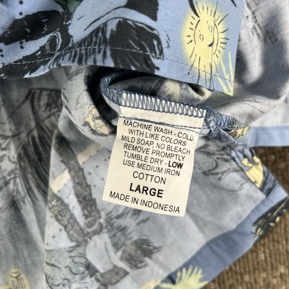 NWT Hilo‎ Hattie Hawaiian Surfer Button Up Shirt Women's Size Large Blue - Picture 4 of 8
